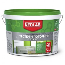 Акриловая супербелая краска ДЛЯ СТЕН И ПОТОЛКОВ, Neolab 14 кг